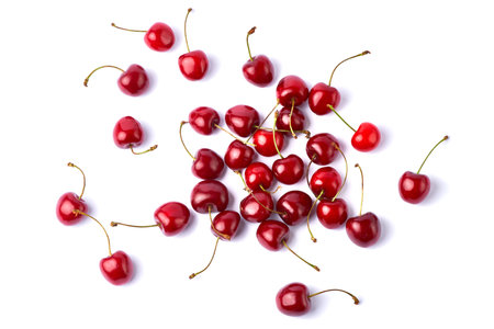 sweet cherry fruits isolated on white background