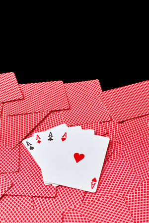background made of playing cards top down view