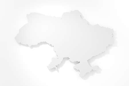 Stylich 3D map of Ukraine in shades of grey on light backgroundの写真素材