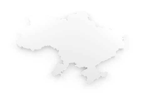 Stylich 3D map of Ukraine in shades of grey on light backgroundの写真素材