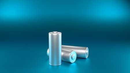 Lithium Battery concept - electrical power supply of rechargeable source - 3D illustrationの写真素材