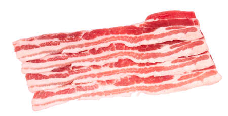 Raw uncooked Bacon Slices isolated On White Background
