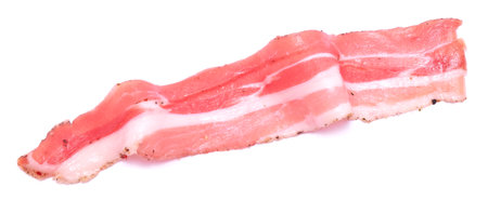 Organic bacon meat isolated on white backgroundの写真素材