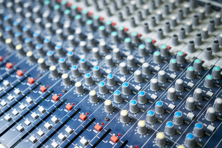 Analog mixing console at Recording sound Studio Studioの写真素材
