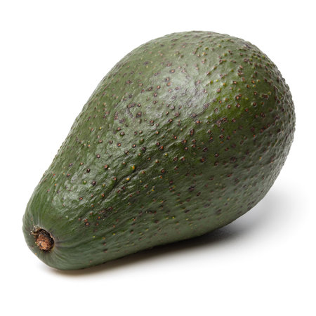 Healthy food and ingredients - Ripe organic green avocado fruit isolated on white background with built-in cutting pathの写真素材