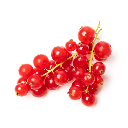 Organic ripe tasty organic berries red currant isolated on white studio background