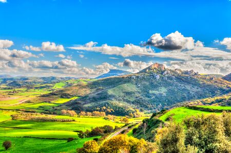 Landscape with mountains and clouds in Sardinia