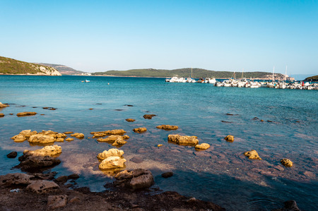 View of gulf and beach of Tramariglio, Sardinia, in a sunny day of summerのeditorial素材