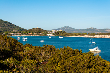 Landscape of coast of Sardinia in the gulf of Capo Cacciaのeditorial素材