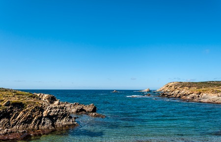 View of the beach of coscia di donna, near stintino - sardinia, in sunny dayの写真素材