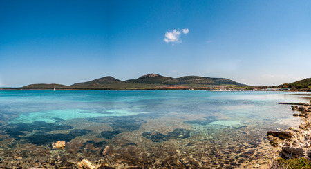 Landscape of sardinian gulf of Maristella in a sunny dayの写真素材
