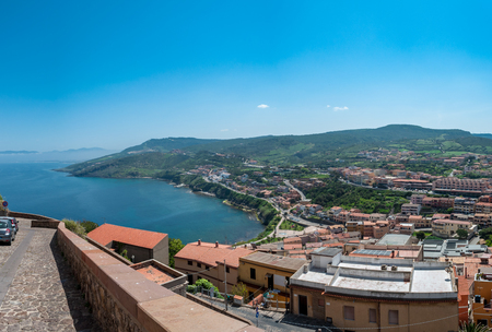 View of the city of Castelsardo from old town, above the cityの写真素材