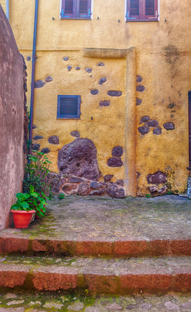 the beautiful alley of castelsardo old city - sardinia - italyの写真素材