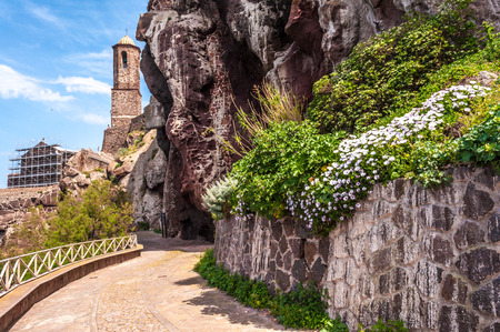 the beautiful alley of castelsardo old city - sardinia - italyの写真素材