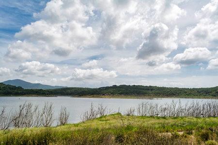 Landscape of lake Baratz, near the Porto Ferro beach, Sardinia,  in a cloudy day of springの写真素材