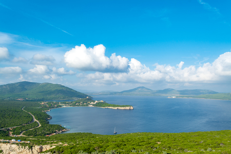Landscape of the gulf of Capo Caccia, in Sardinia, in summerの写真素材