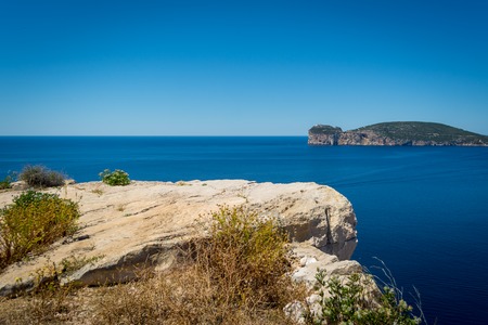 Landscape of the coast of Capo Caccia, in Sardinia, viewed from Punta Giglioの写真素材