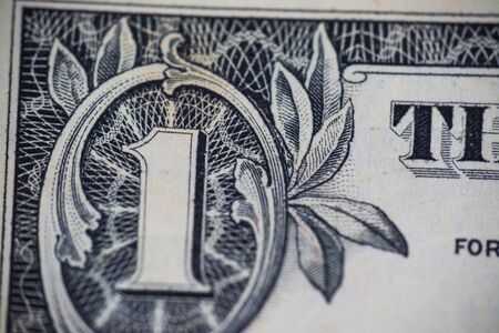 Macrophotography on old one dollar bill