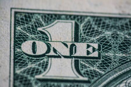 Macrophotography on old one dollar billの写真素材