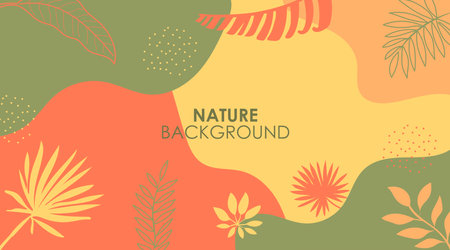 Vector Nature Background With Leaf Ornamentのイラスト素材