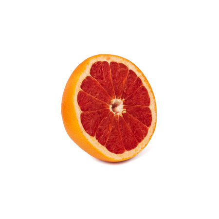 Pink ripe grapefruit slice on white isolated backgroundの写真素材