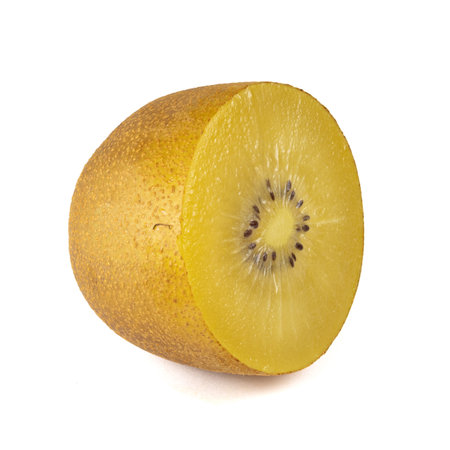 Golden kiwi isolated on white backgroundの写真素材