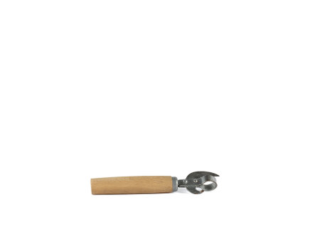 An old can opener with a wooden handle - a time-tested solution to problemsの写真素材