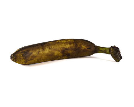 Yellow rotten banana isolated on a white backgroundの写真素材