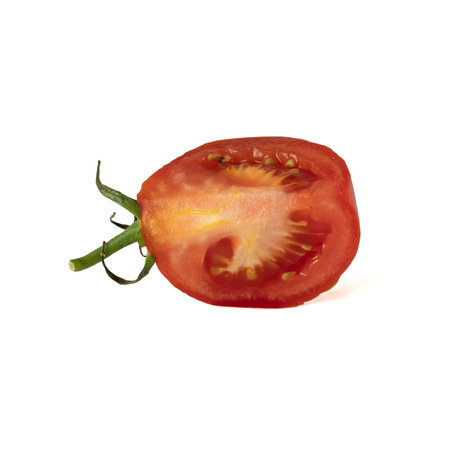 Tomato isolated on white background. With clipping path. Full depth of field.の写真素材