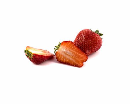 fresh stawberry isolated on white back groundの写真素材