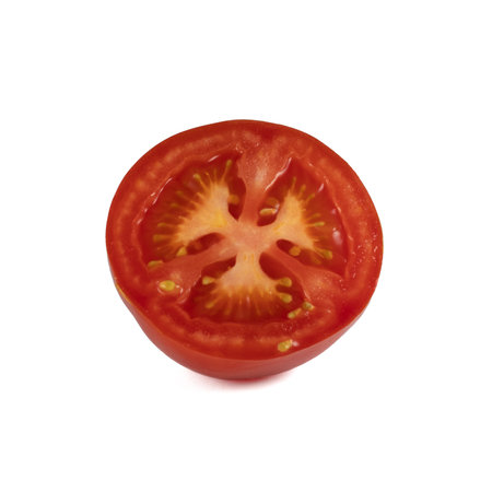 Tomato isolated on white background. With clipping path. Full depth of field.の写真素材