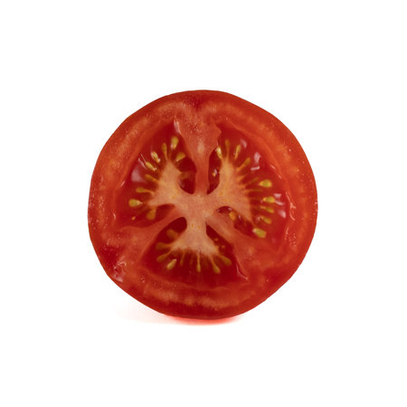 Tomato isolated on white background. With clipping path. Full depth of field.の写真素材