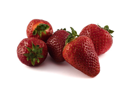 fresh stawberry isolated on white back groundの写真素材