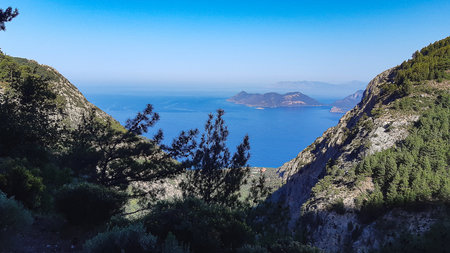 Oludeniz beach Turkey see mountainの写真素材