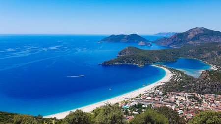 Oludeniz beach Turkey see mountainの写真素材
