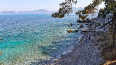 Oludeniz beach Turkey see treeの写真素材