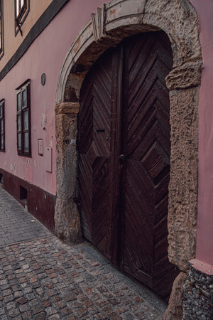 Old street in the old baroque town of Varazdin, northern Croatiaの写真素材