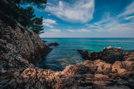 Croatia - beautiful Mediterranean coast landscape in Istria. Porec Adriatic Sea.の写真素材