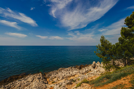 Croatia - beautiful Mediterranean coast landscape in Istria. Porec Adriatic Sea.の写真素材