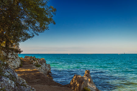 Croatia - beautiful Mediterranean coast landscape in Istria. Porec Adriatic Sea.の写真素材