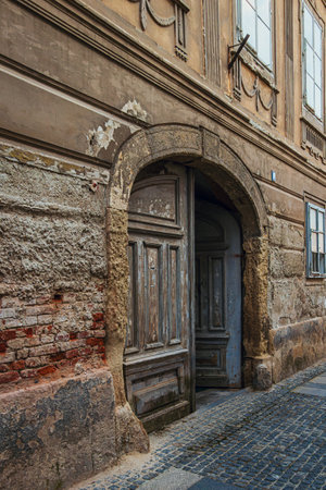Old street in the old baroque town of Varazdin, northern Croatiaの写真素材