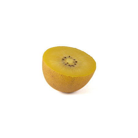 Golden kiwi isolated on white backgroundの写真素材
