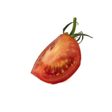 Tomato isolated on white background. With clipping path. Full depth of field.の写真素材