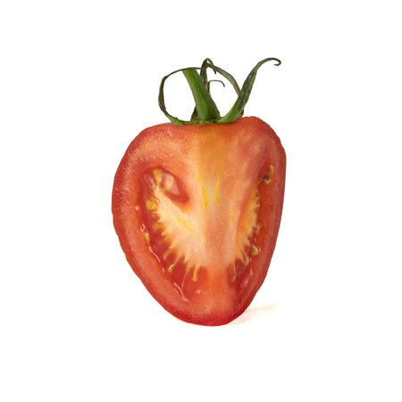 Tomato isolated on white background. With clipping path. Full depth of field.の写真素材