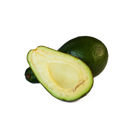 Avocado isolated on white background. avocado sliced closeup.の写真素材