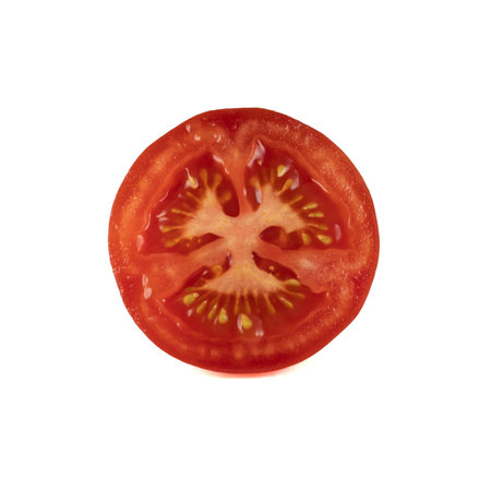 Tomato isolated on white background. With clipping path. Full depth of field.の写真素材