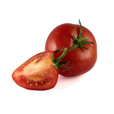 Tomato isolated on white background. With clipping path. Full depth of field.の写真素材