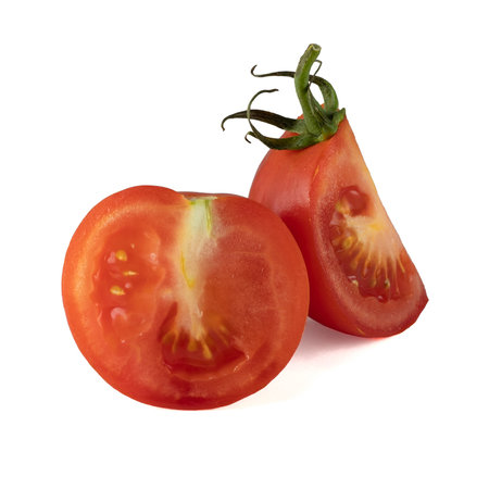 Tomato isolated on white background. With clipping path. Full depth of field.の写真素材