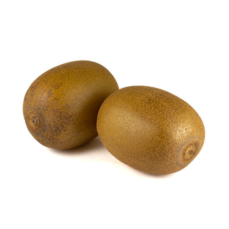 Golden kiwi isolated on white backgroundの写真素材