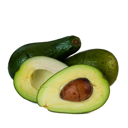 Avocado isolated on white background. avocado sliced closeup.の写真素材